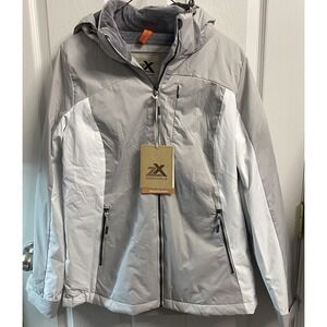 ZeroXposur Womens Fleece Lined Hooded Ski Winter‎ Jacket Gray& White Sz.S NWT